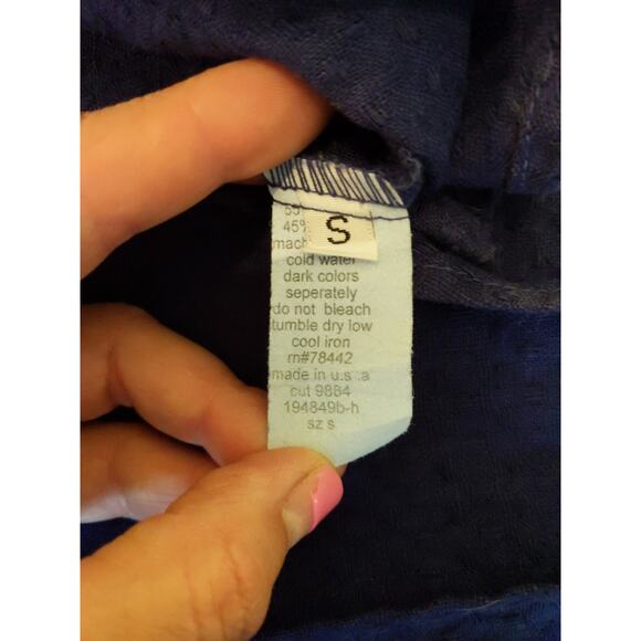 Heaven Size Small Women's Blue Linen/Cotton Waterfall Open Front Lightweight Top - Picture 6 of 8